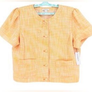 Liz Claiborne Yellow Textured Tweed Women's Blazer Sz 6 Spring Easter Jacket